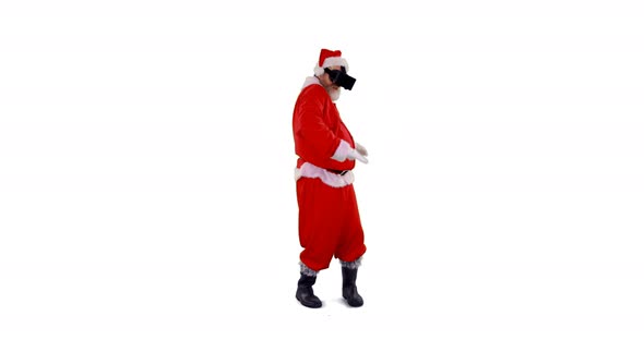 Santa claus dancing against white background alt
