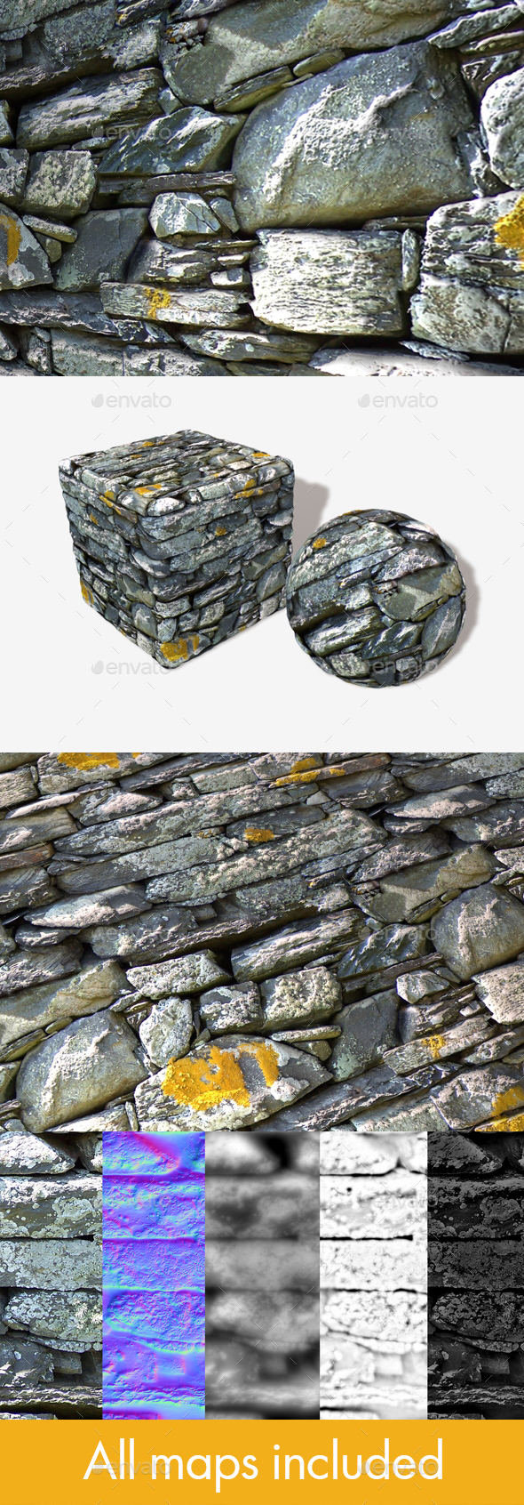 Crumbling Mossy Wall - 3Docean 16636495