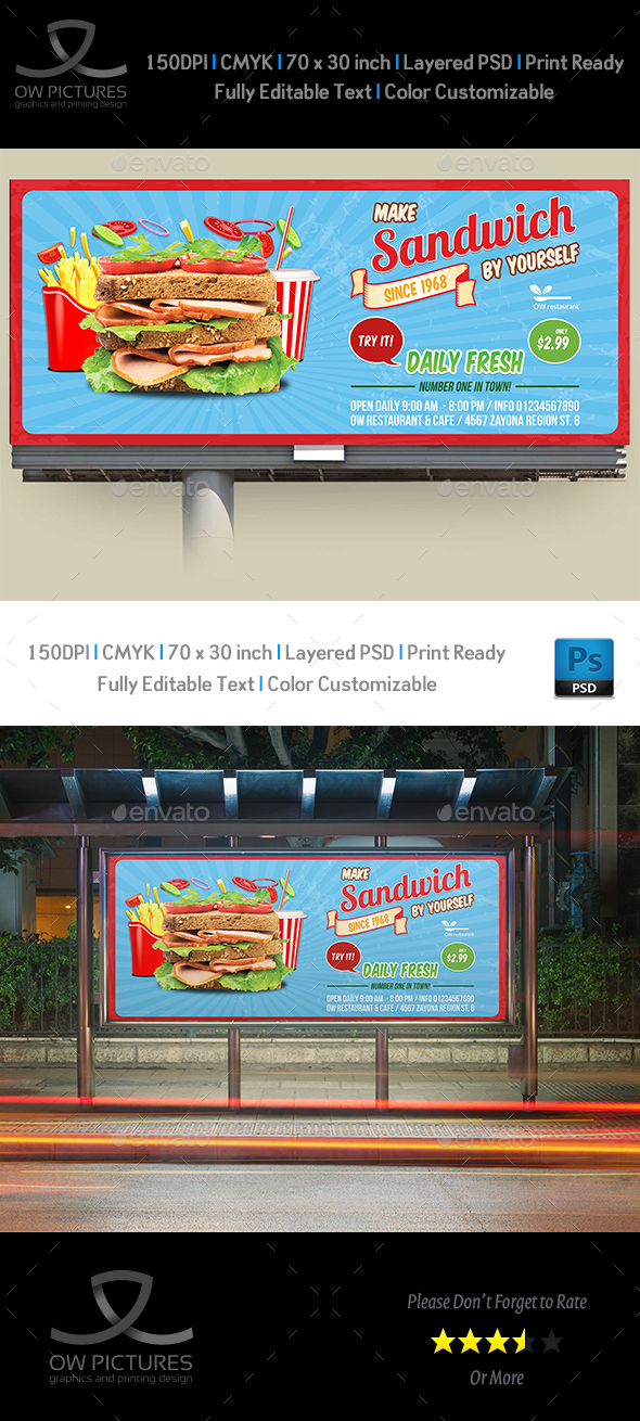 Sandwich Restaurant Billboard Template