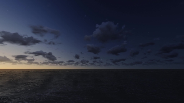 Change Of Day To Night Over Ocean
