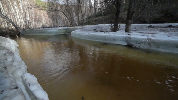 River In Winter In Spring
