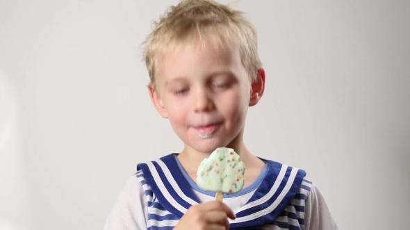 Little Boy Licking Ice Cream