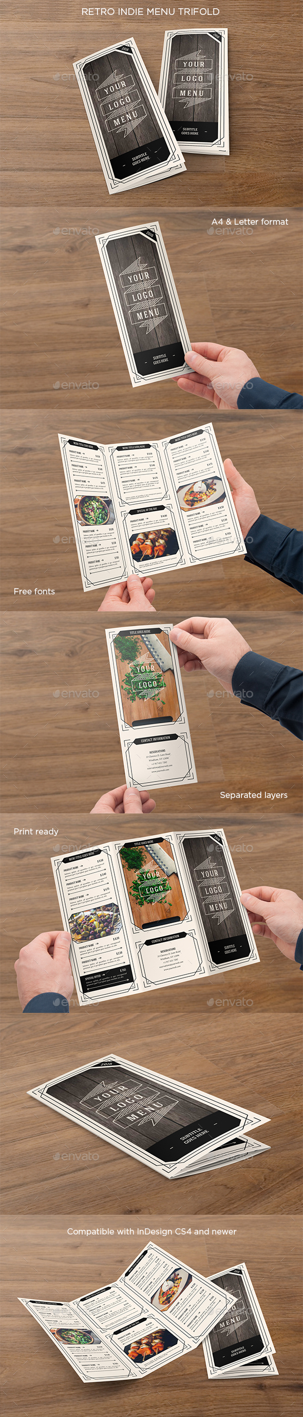 Retro Indie Menu Trifold