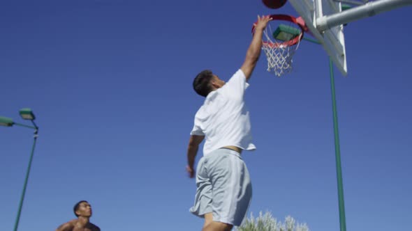 Slow motion basketball slam dunk