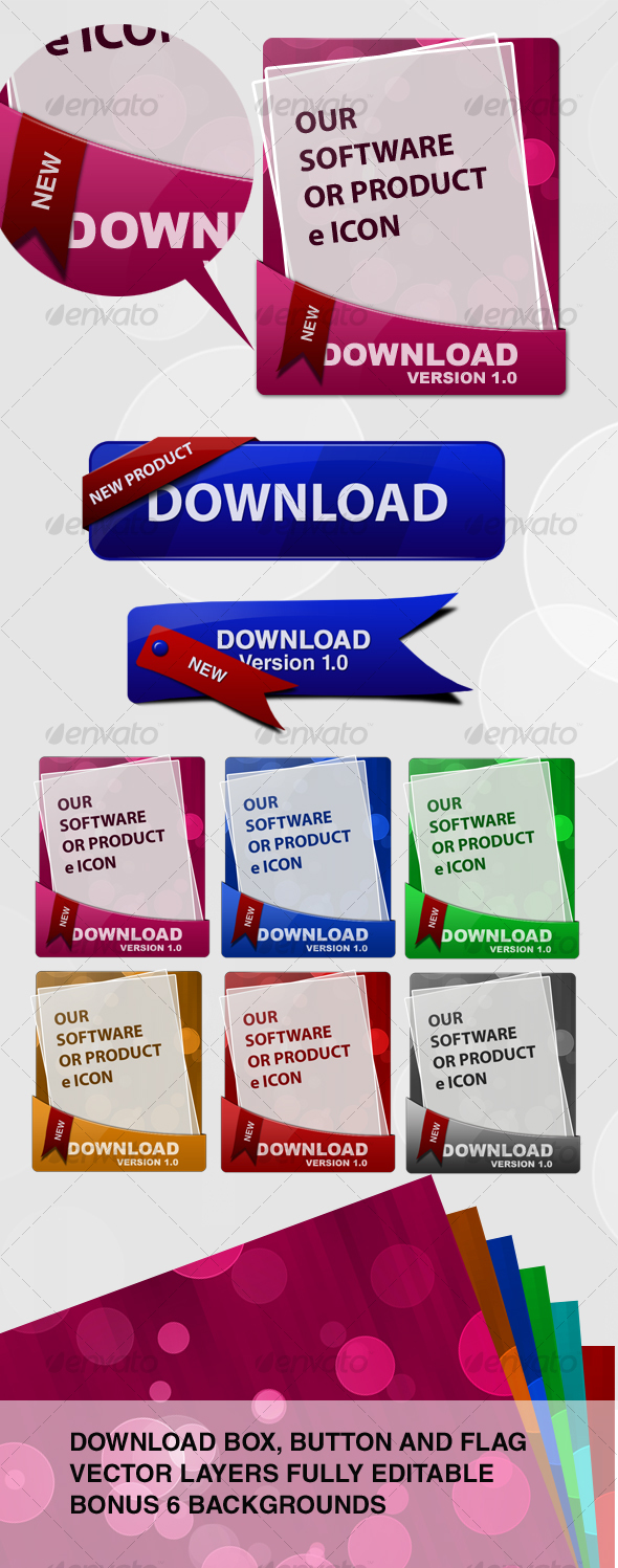 Download Box, Button and Flag - Web Elements