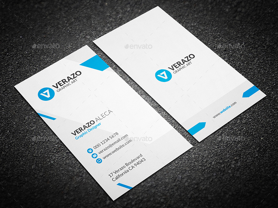 Blue Vertical Corporate Business Card, Print Templates | GraphicRiver