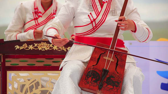 Woman Playing Traditional Instrument
