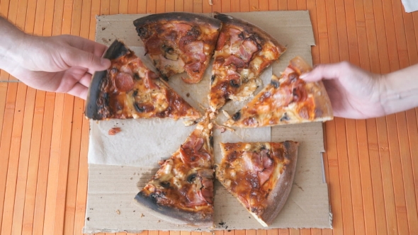 Hands Of The People Take To Pieces Of Pizza alt