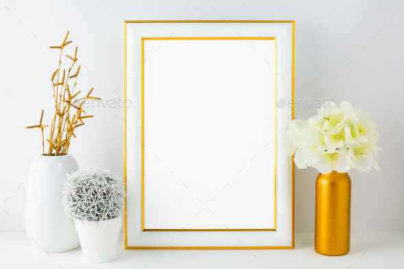 Download Placeit White Frame Mockup With Small Cactus Stock Photo By Tasipas