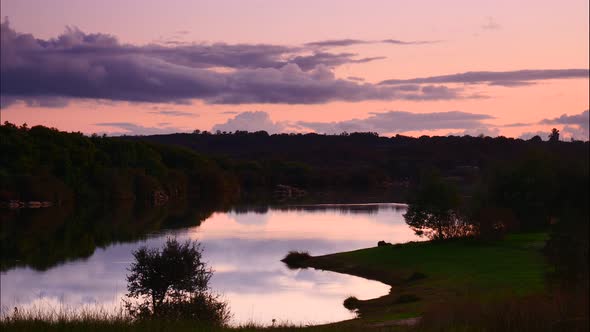 Evening Lake view in Portugal. Timelapse