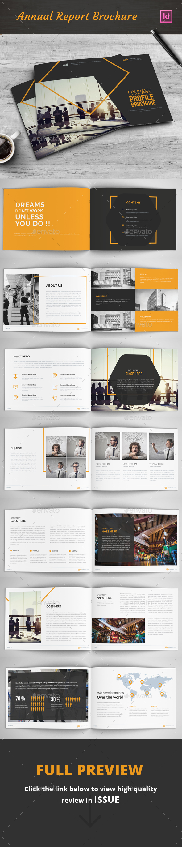 100 Company Profile Template Green Annual Report Layout
