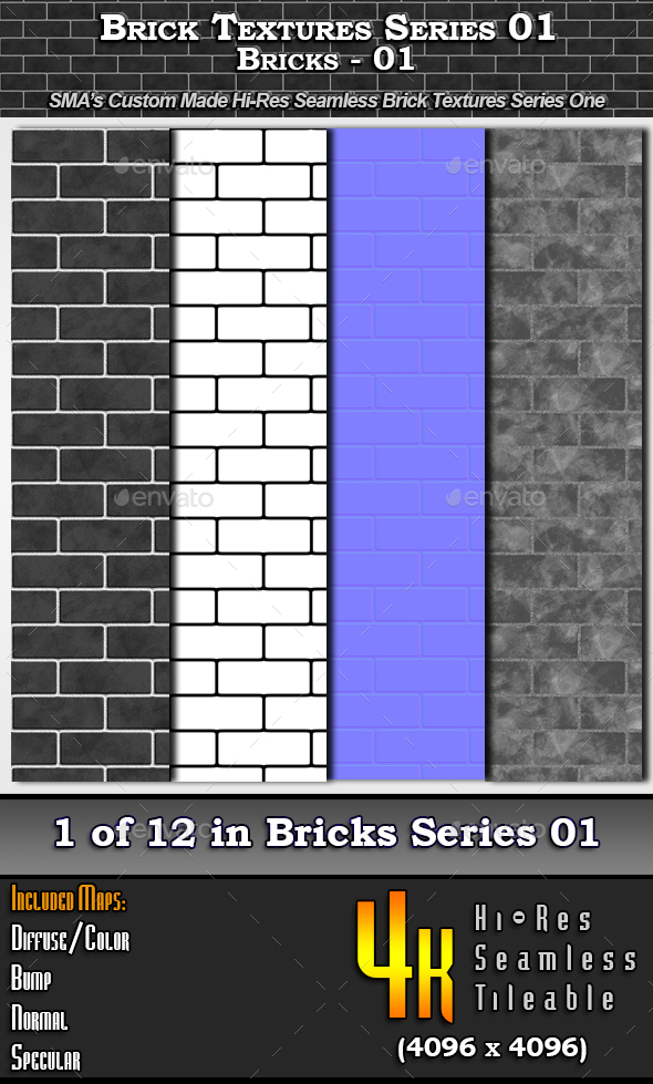Hi-Res Texture Bricks-01 - 3Docean 16698308