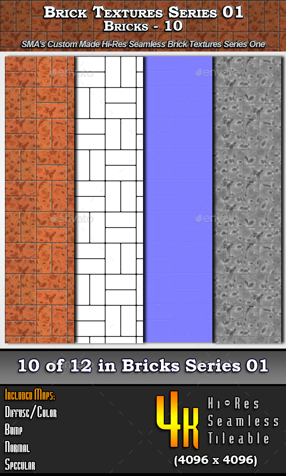 Hi-Res Texture Bricks-10 - 3Docean 16698421