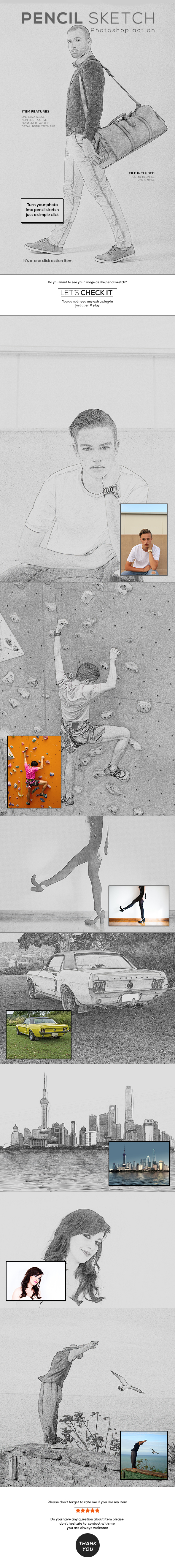 Pencil Sketch Photoshop Action - Photo Effects Actions