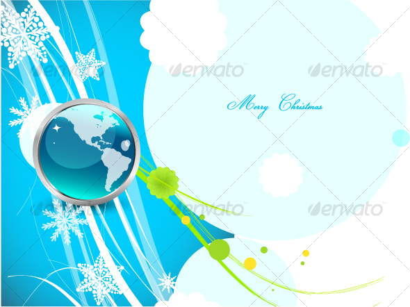 Original blue Christmas design with globe - Christmas Seasons/Holidays