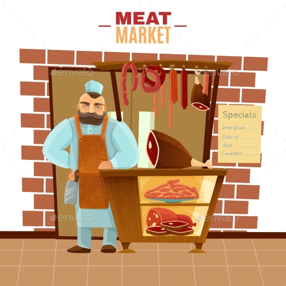 Butcher Cartoon Illustration by macrovector | GraphicRiver