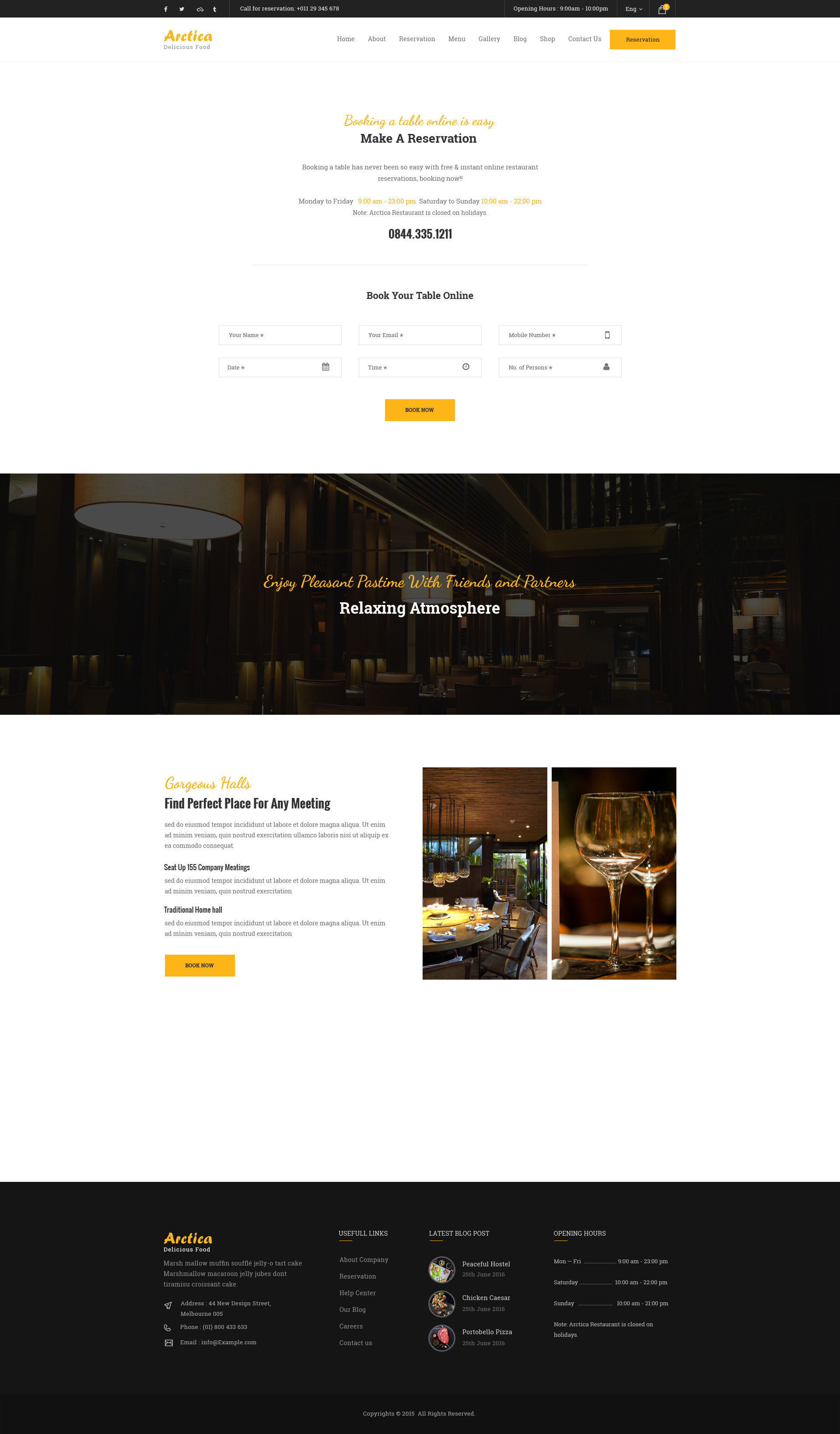 Artica : Restaurant PSD Template by VictorThemesNX | ThemeForest