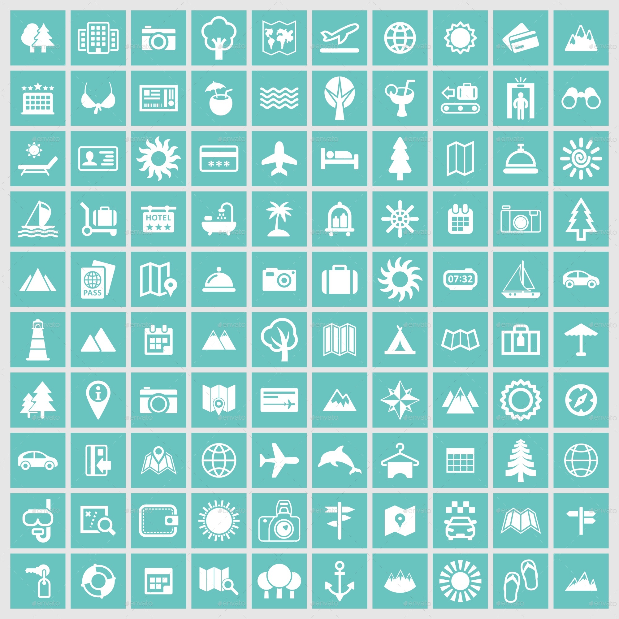 Tourism Vector Icons by Kurdanfell | GraphicRiver