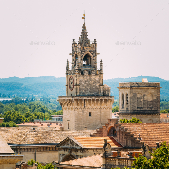 Clock tower Jaquemart in Avignon, France - Stock Photo - Images