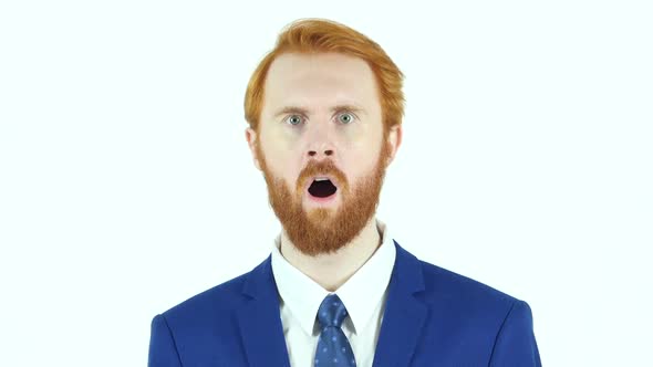 Shock Unexpected Surprise Red Hair Beard Businessman Stock Footage 2557