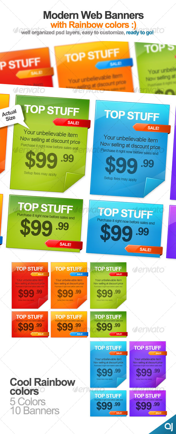 Rainbow color 10 Web Banners - Web Elements