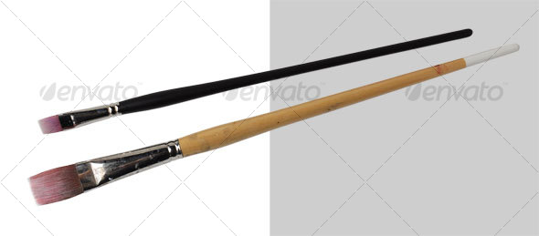 Arylic Paint Brushes - Activities & Leisure Isolated Objects