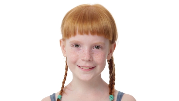  Little Ginger Girl Is Coquettishly  Smiling alt