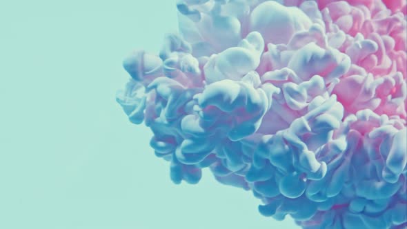 Color Smoke Cloud. Ethereal Aura. Blue Pink Glitter Ink Spreading in Water alt