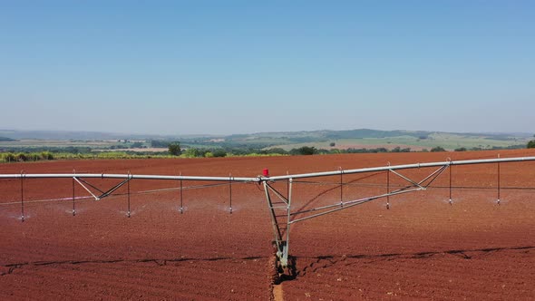 Irrigation system landscape aerial view. Nature scenery alt