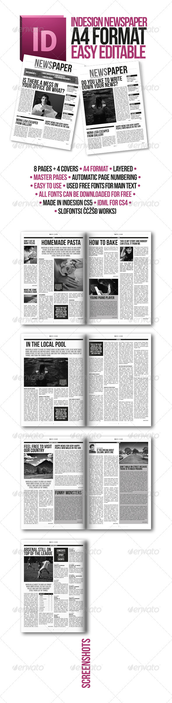 Indesign Modern Newspaper Magazine Template By Zigazi Graphicriver
