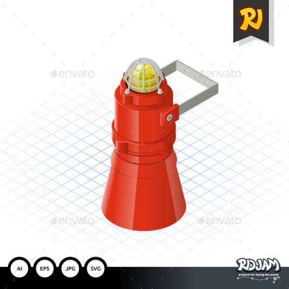 Isometric Beacon with Loudspeaker a Safety Equipment - Man-made Objects Objects