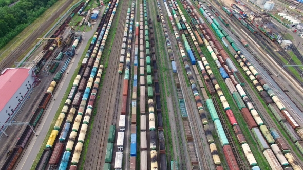 Railway Yard With a Lot Of Railway Lines and trains