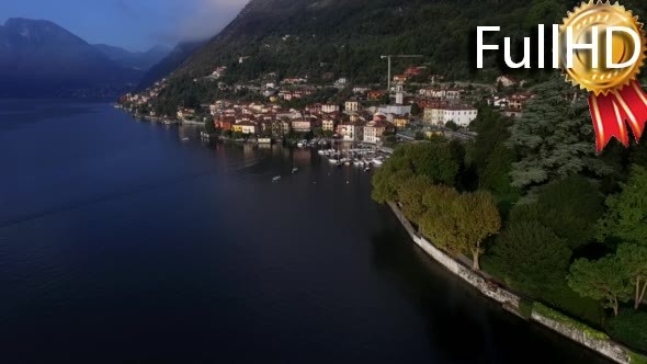 Flying on a Quadcopter Over Lake Como in Italy