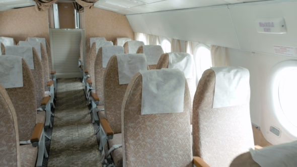 Plane With Clean And Comfortable Seats In Beige