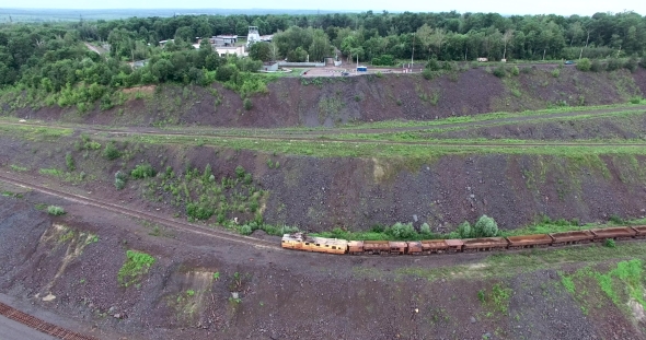 Freight Train Passing By Underneath