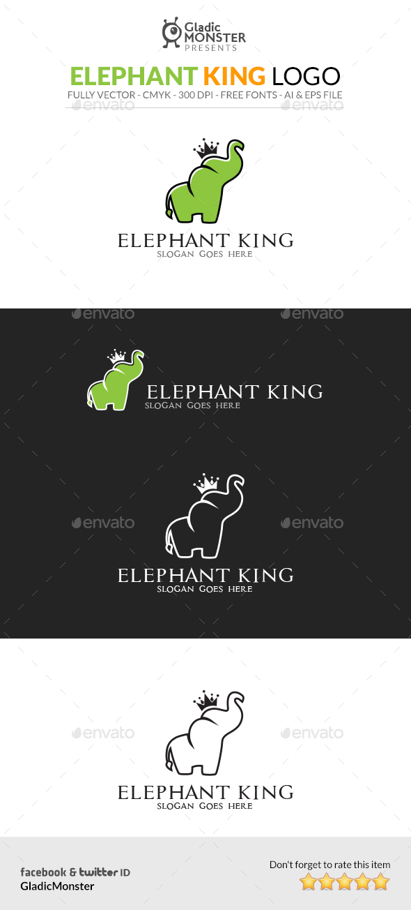 Elephant King Logo - Animals Logo Templates