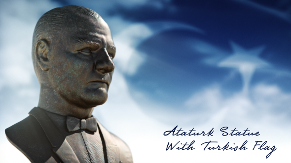 Ataturk Statue With Turkish Flag