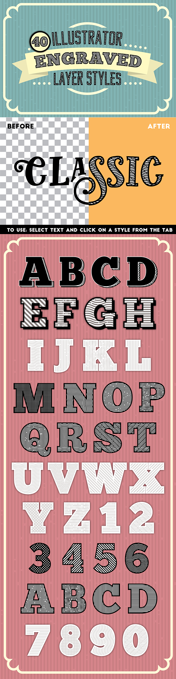 Engraved Vector Text Styles - Styles Illustrator
