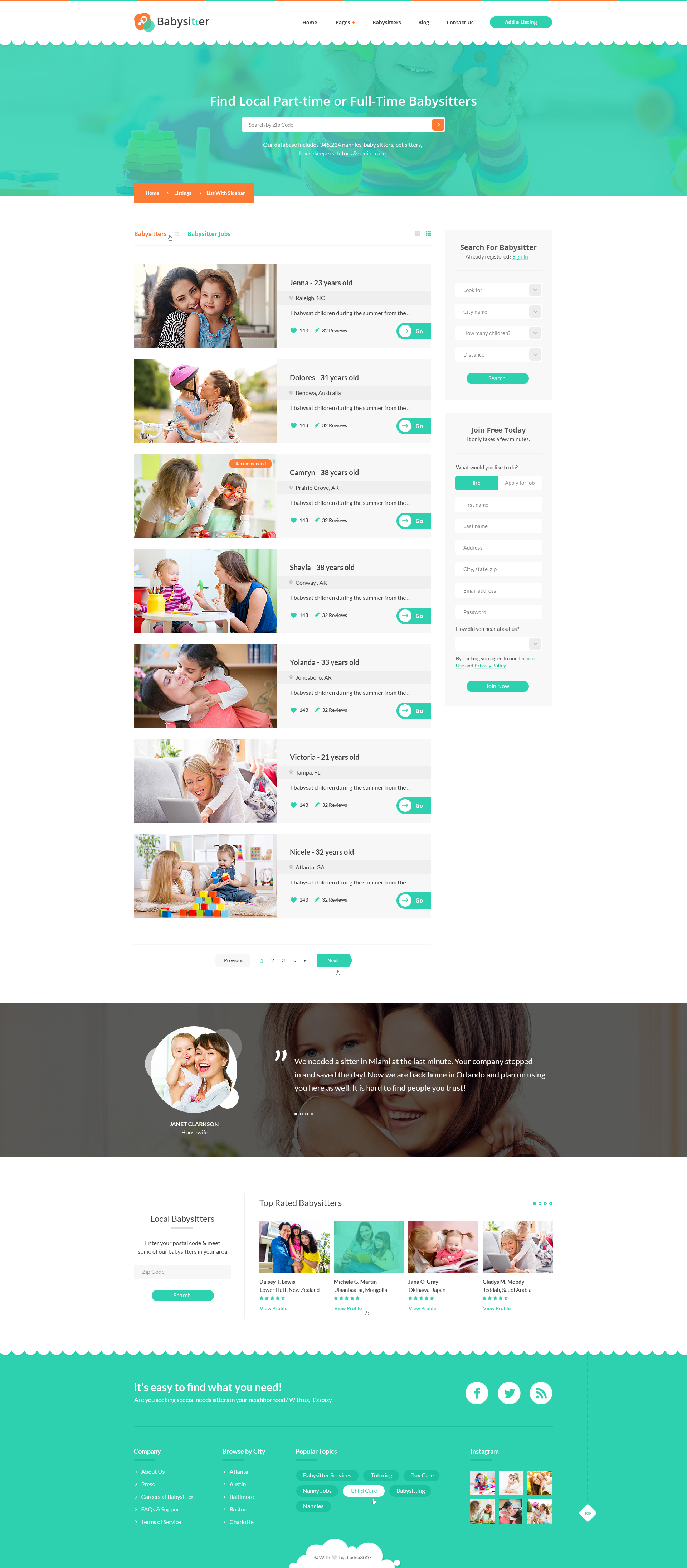 babysitters jobs directory babysitting html template by digisamaritan