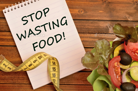 The words Stop wasting food