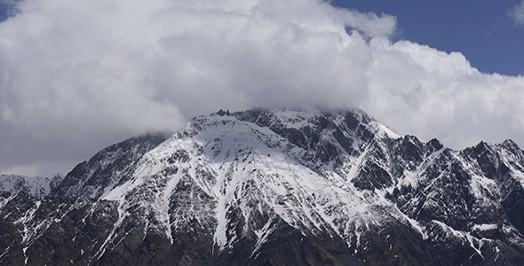 Snow Covered Mountain Tops Russia Caucasus.