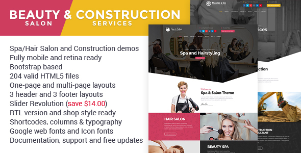 Excellent Beauty & Construction Services HTML Template
