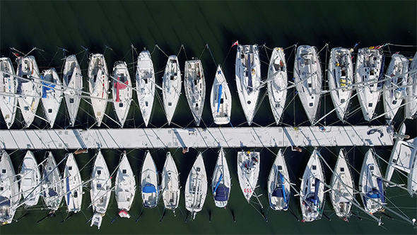 Aerial of Sailboats in the Harbor Part 6