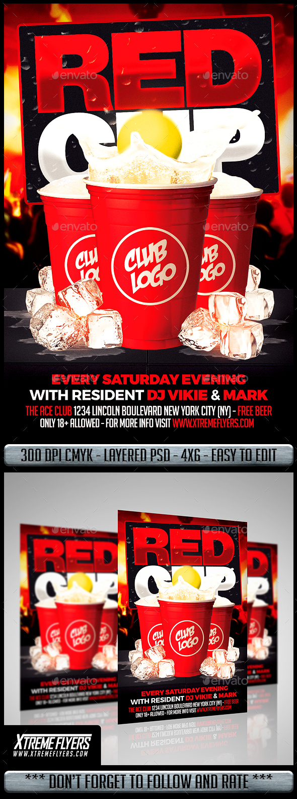 Download Red Cup Party PSD Template Flyer