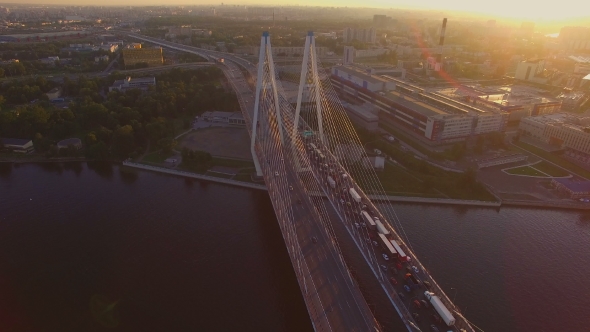 The Cable-stayed Bridge At Sunset