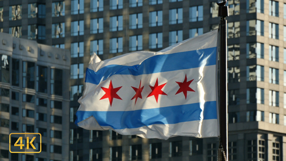 Chicago Flag Waving at Sunset 4K alt