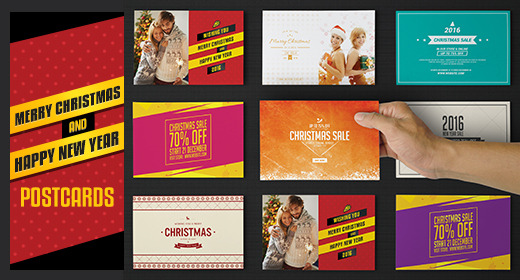 Christmas And New year Postcards