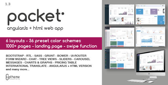 Packet - AngularJS And HTML Web App - Admin Templates Site Templates
