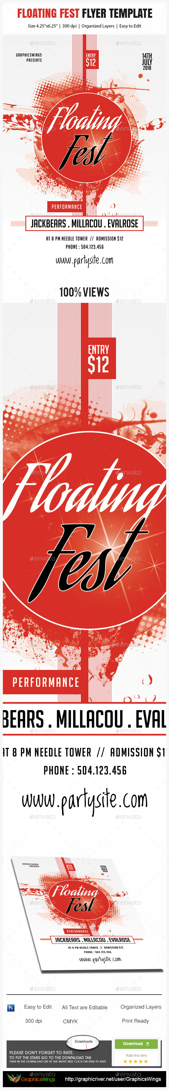 Floating Fest Flyer Template - Events Flyers