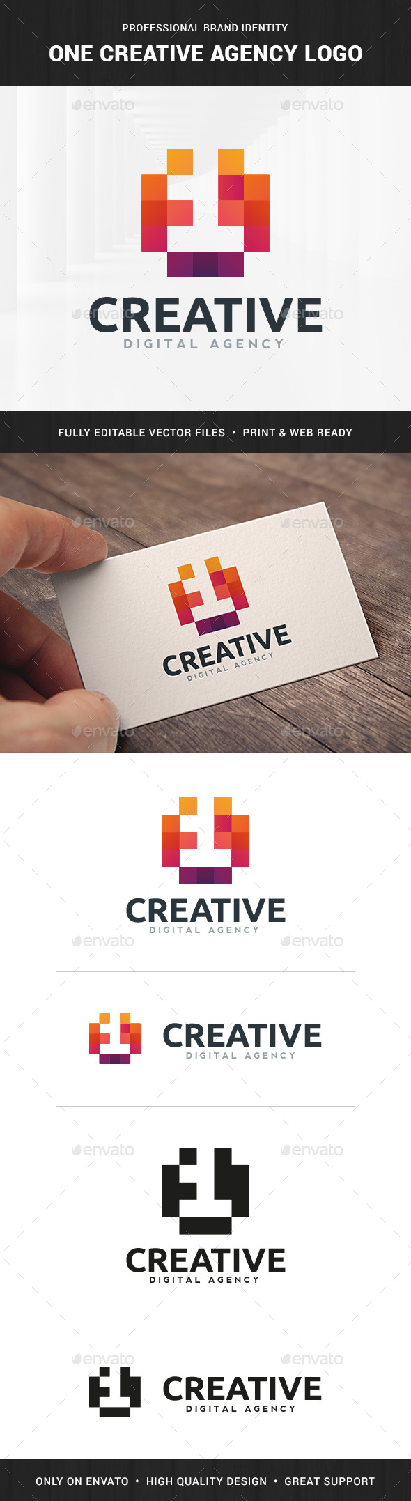 One Creative Agency Logo - Numbers Logo Templates